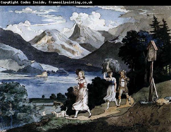 Adrian Ludwig Richter The Fuschlsee with the Schafberg Mountain in the Salzkammergut